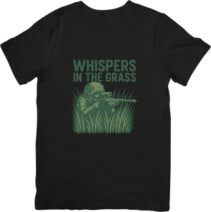 Whispers in the Grass T-Shirt – Sniper Ghillie Suit Airsoft Tee