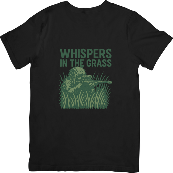 Whispers in the Grass T-Shirt – Sniper Ghillie Suit Airsoft Tee